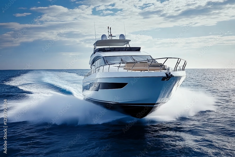 fast motor yacht in navigation, sea view fast motor yacht in navigation, sea view