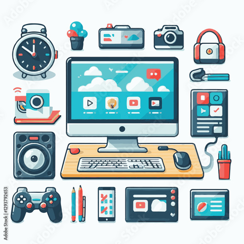 computer, digital, business, technology, communication, laptop, tech, work, office, web, internet, design, employee, vector, information, monitor, pc, modern, device, person, electronic, desktop, scre