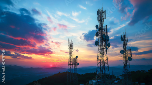 An interconnected network of telecommunications services and infrastructure digital services. Global connectivity and technology integration
