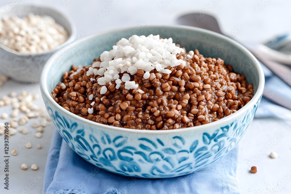 Delicious Buckwheat Porridge Bowl with Quinoa Topping Healthy Breakfast Food Delicious Buckwheat Porridge Bowl with Quinoa Topping Healthy Breakfast Food