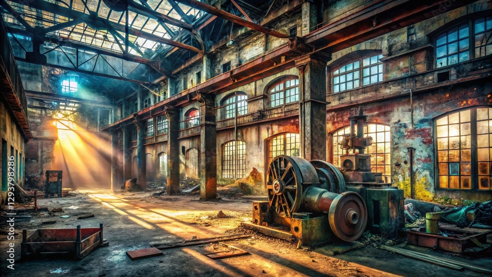 Fototapeta premium Abandoned Industrial Building Interior - Urban Exploration Photography - Pen 2