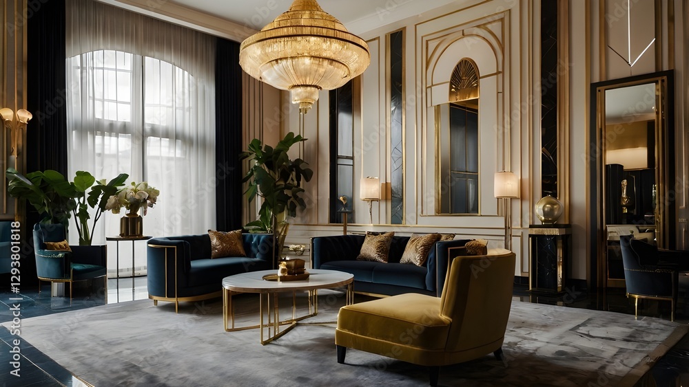 Fototapeta premium Art Deco Luxury Living Room 
