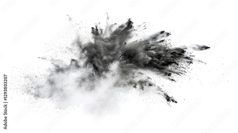 Explosive balck Sand on White Background: Dynamic Patterns, Intense Effects, and Energetic Motion with Bright Colors and Delicate Textures for Creative Projects Explosive balck Sand on White Background: Dynamic Patterns, Intense Effects, and Energetic Motion with Bright Colors and Delicate Textures for Creative Projects