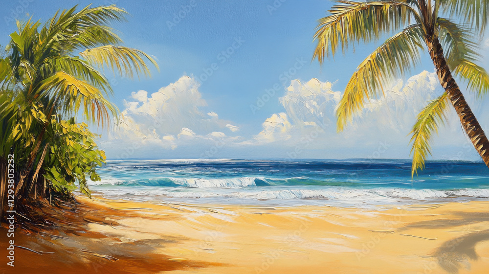 Fototapeta premium A serene seaside paradise with golden sand