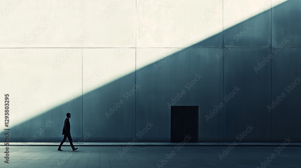 Solo traveler under light and shadow Solo traveler under light and shadow