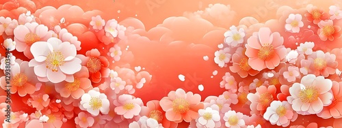 Floral Coral Blossoms Background photo