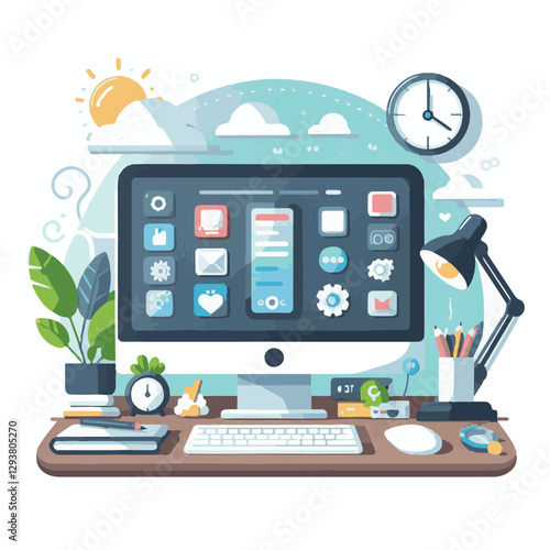 computer, digital, business, technology, communication, laptop, tech, work, office, web, internet, design, employee, vector, information, monitor, pc, modern, device, person, electronic, desktop, scre