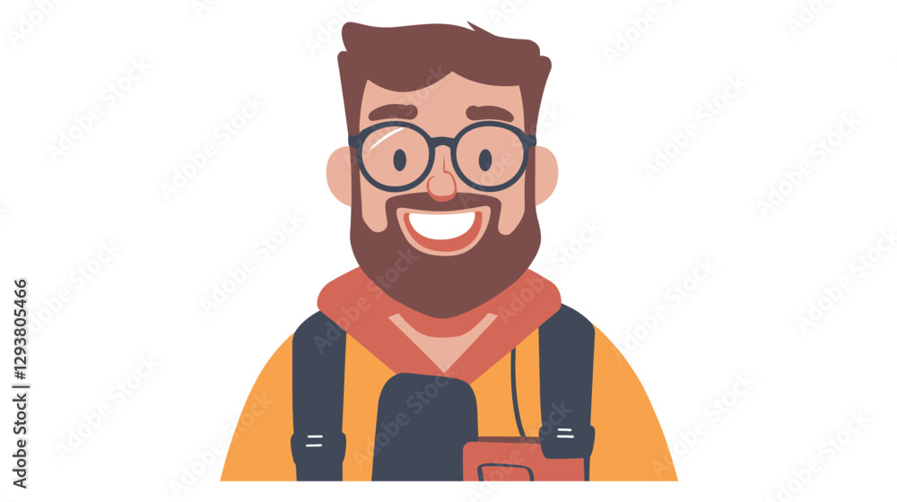 A Happy Designer Working on Digital Art in Flat Style A Happy Designer Working on Digital Art in Flat Style