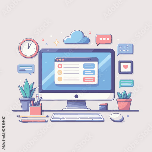 computer, digital, business, technology, communication, laptop, tech, work, office, web, internet, design, employee, vector, information, monitor, pc, modern, device, person, electronic, desktop, scre