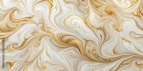 Intricate swirling patterns of luxurious abstract marble in shades of creamy white and rich gold on a subtle beige background, marble background , elegant swirls