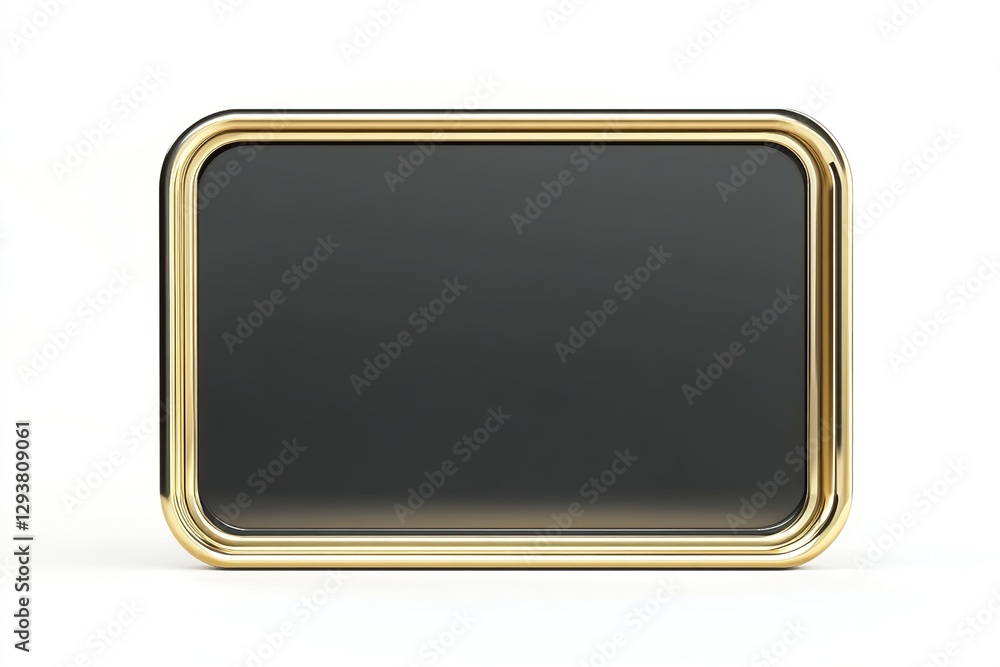 Black Rectangular Frame with Gold Border on White Background Black Rectangular Frame with Gold Border on White Background