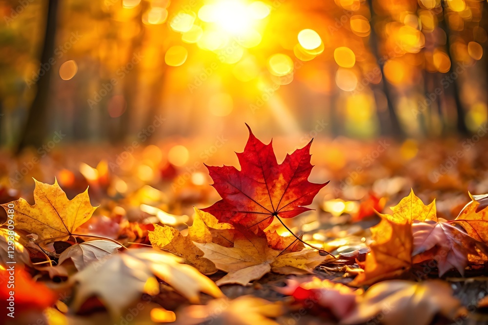 Autumn Leaves Shining in Sunlight, Perfect for Fall Stock Photos Autumn Leaves Shining in Sunlight, Perfect for Fall Stock Photos