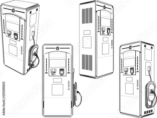 vector illustration of a design for an electric charging post for motorbikes and cars  