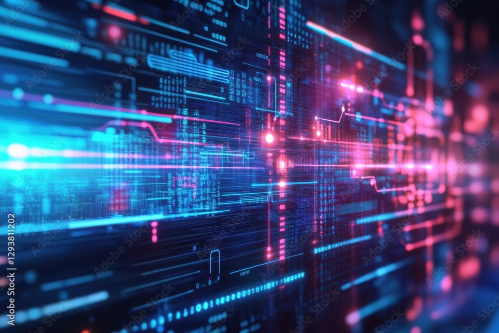 Futuristic Digital Data Stream Abstract Background Pink Blue Technology Network Futuristic Digital Data Stream Abstract Background Pink Blue Technology Network