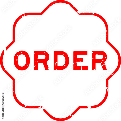 Grunge red order word rubber seal stamp on white background