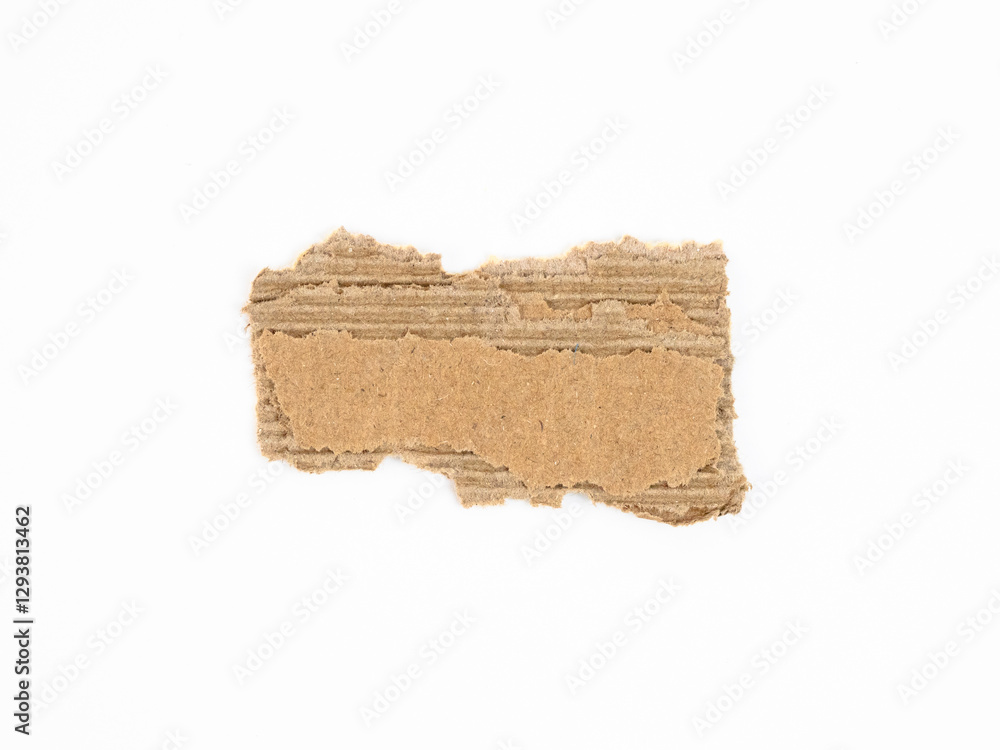 Cardboard piece with rough edges on white background Cardboard piece with rough edges on white background