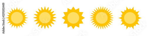 Set of simple orange sun vector icons