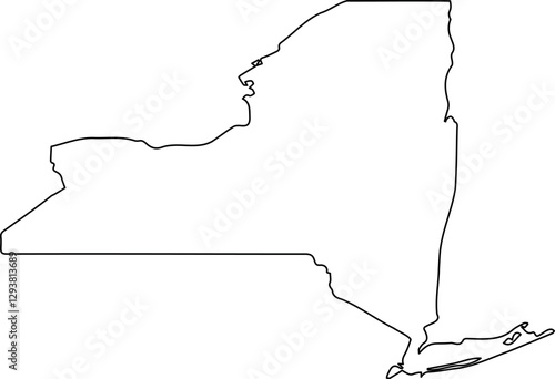 New York black map on white background vector. Map of New York state. Vector illustration. New York Map Black, State Border | United States | US America | Transparent Isolated | Variations.Transparent