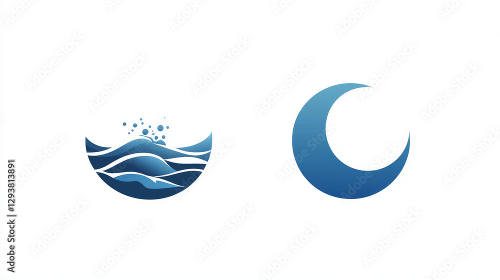 Vector water wave icon and logo template Vector water wave icon and logo template