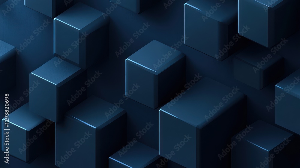 Abstract dark blue cubes background Abstract dark blue cubes background