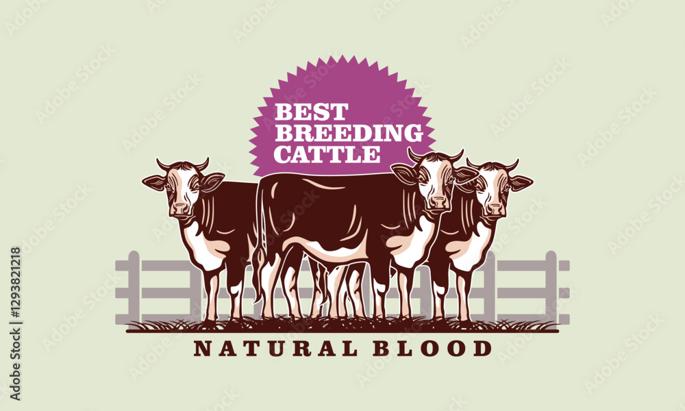 Φωτογραφία best natural blood cattle logo, silhouette of  strong and healthy cow standing v