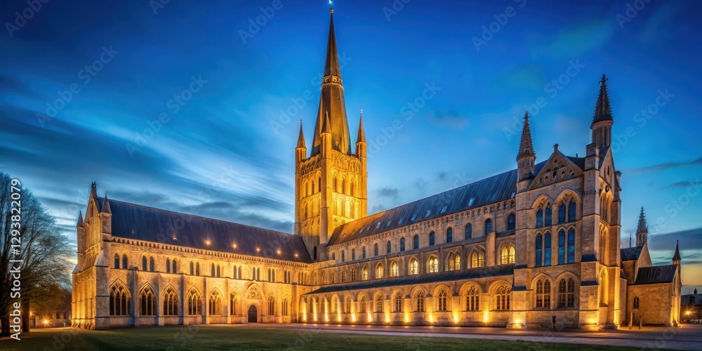 Darkened Norwich Cathedral at Night, twilight, norwich, twilight, norwich, old, England, nighttime, UK Darkened Norwich Cathedral at Night, twilight, norwich, twilight, norwich, old, England, nighttime, UK