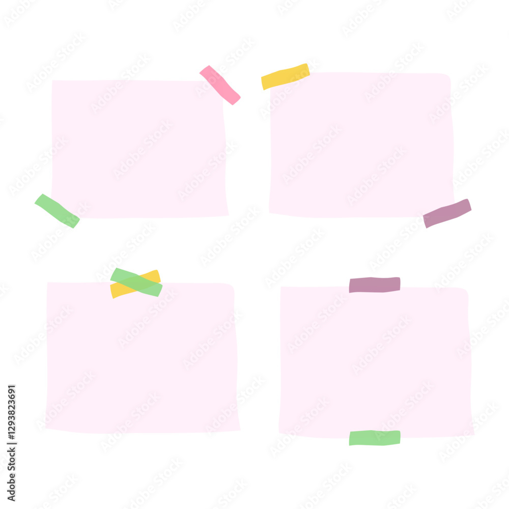 Pink Sticky Notes. Pastel Memo Paper for Planner and Scrapbooking Pink Sticky Notes. Pastel Memo Paper for Planner and Scrapbooking