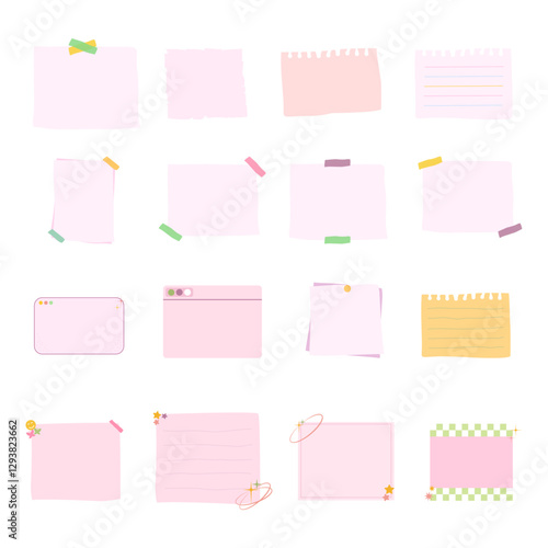 Pink Sticky Notes. Pastel Memo Paper for Planner and Scrapbooking