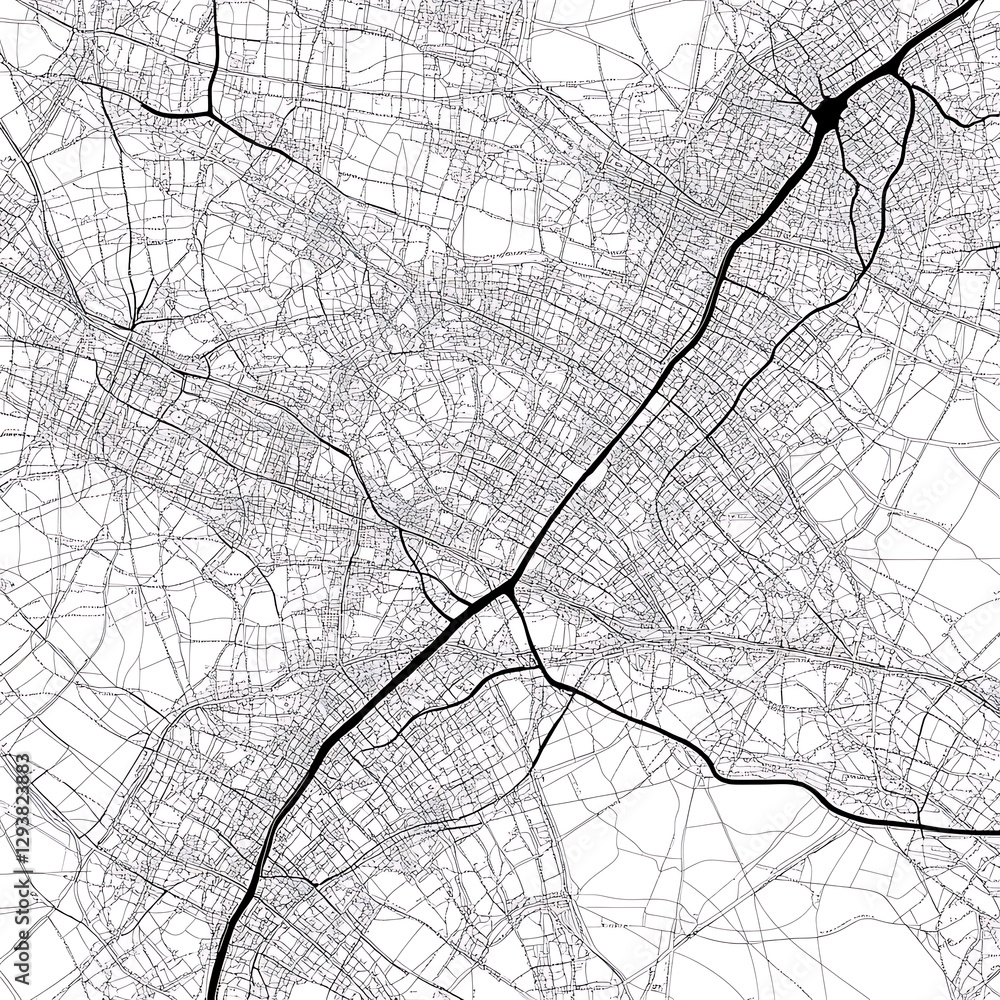 Obraz premium Urban road networks mapping cityscape geospatial data abstract design aerial view infrastructure analysis