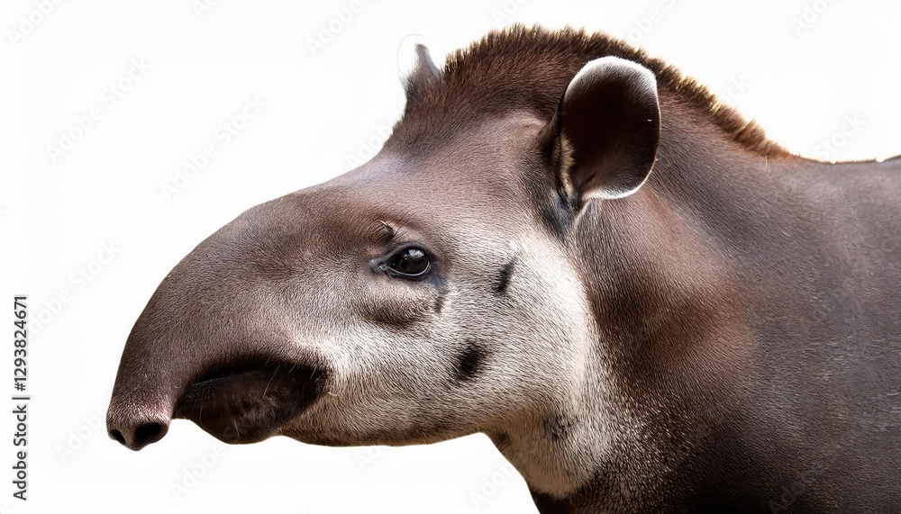 Striking Portrait of Tapir on White Background Majestic Mammal with Rich Textures and Subtle Emotions Against a Minimalist Backdrop Striking Portrait of Tapir on White Background Majestic Mammal with Rich Textures and Subtle Emotions Against a Minimalist Backdrop