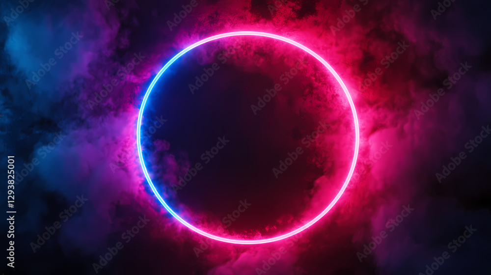 Circular Neon Light with Blue and Red Gradients Circular Neon Light with Blue and Red Gradients