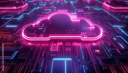 Abstract 3D rendering of a cloudshaped circuit board photo