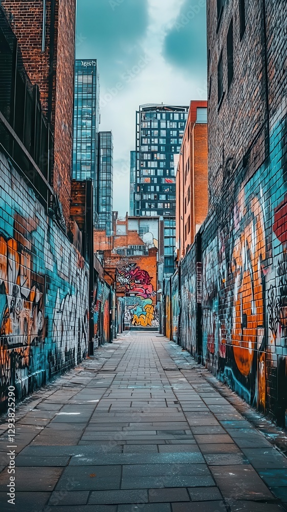 Flowing graffiti art on industrial walls in a modern urban setting, blending street culture with functional city aesthetics Flowing graffiti art on industrial walls in a modern urban setting, blending street culture with functional city aesthetics