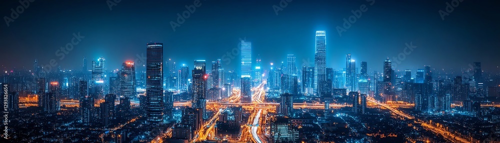 Fototapeta premium Futuristic smart cityscape at night