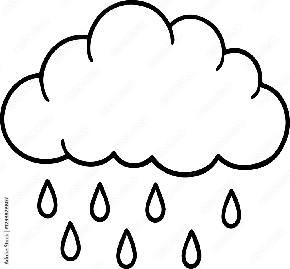 rain cloud with raindrops outline vector illustration rain cloud with raindrops outline vector illustration