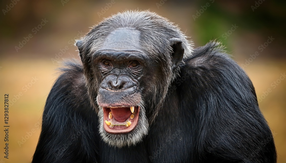 Awakened Wildness A Striking Closeup of a Roaring Chimpanzee in the Heart of the African Jungle, Radiating Raw Energy and Intensity Awakened Wildness A Striking Closeup of a Roaring Chimpanzee in the Heart of the African Jungle, Radiating Raw Energy and Intensity