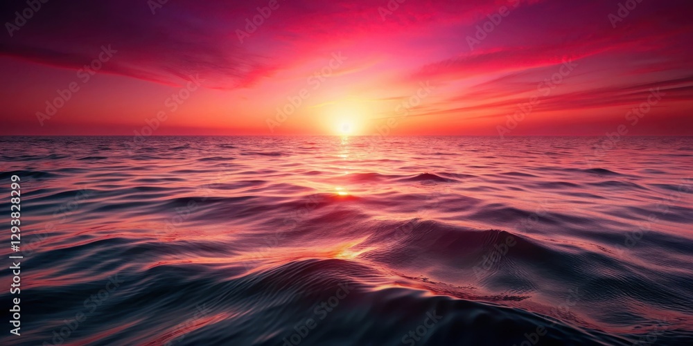 Obraz premium Deep crimson oceanic gradient with subtle wave ripples and a hint of sunset hues, oceanic atmosphere, marine environment