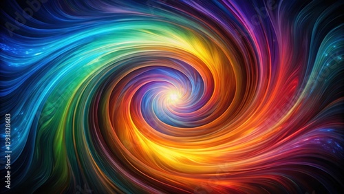 Colorful vortex on dark canvas, glowing swirl colors, modern style