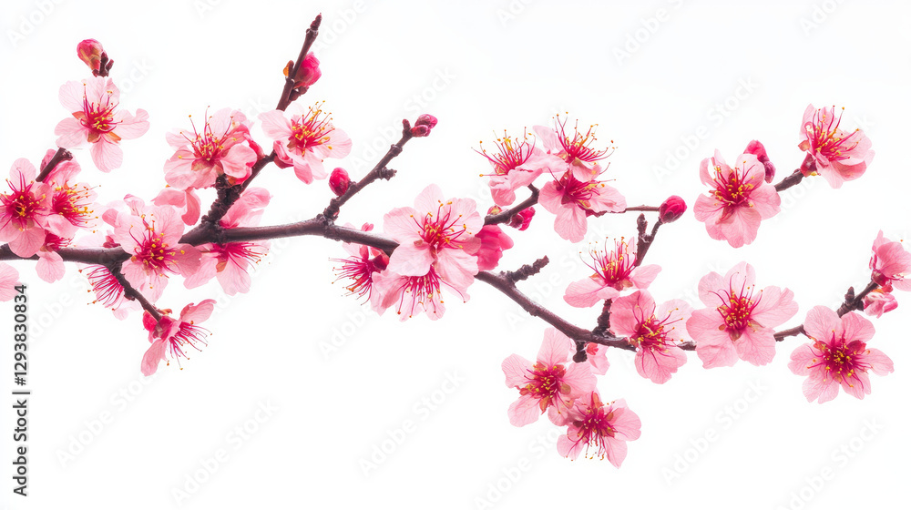 Picture a springtime, isolated pink sakura (cherry blossom) on a white background. Picture a springtime, isolated pink sakura (cherry blossom) on a white background.