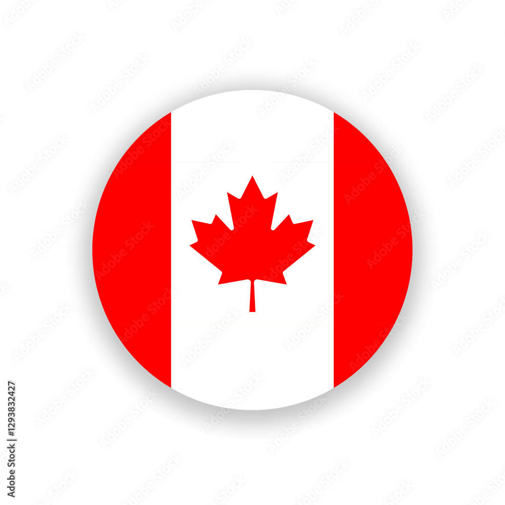 Canadian national flag in circle shape isolated on white. Illustration. Flag of Canada Canadian national flag in circle shape isolated on white. Illustration. Flag of Canada