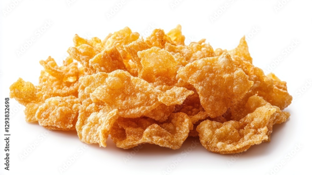 Small crispy crumbs isolated on white background, high-detail texture with sharp focus, soft natural lighting highlighting their crispiness, ultra-realistic and high-resolution minimalistic design Small crispy crumbs isolated on white background, high-detail texture with sharp focus, soft natural lighting highlighting their crispiness, ultra-realistic and high-resolution minimalistic design