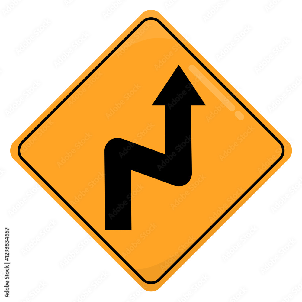 Yellow Road and Traffic Sign