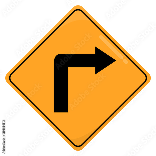 Free Download Yellow Road and Traffic Sign. Sharp Right Turn Sign - GFXLoad