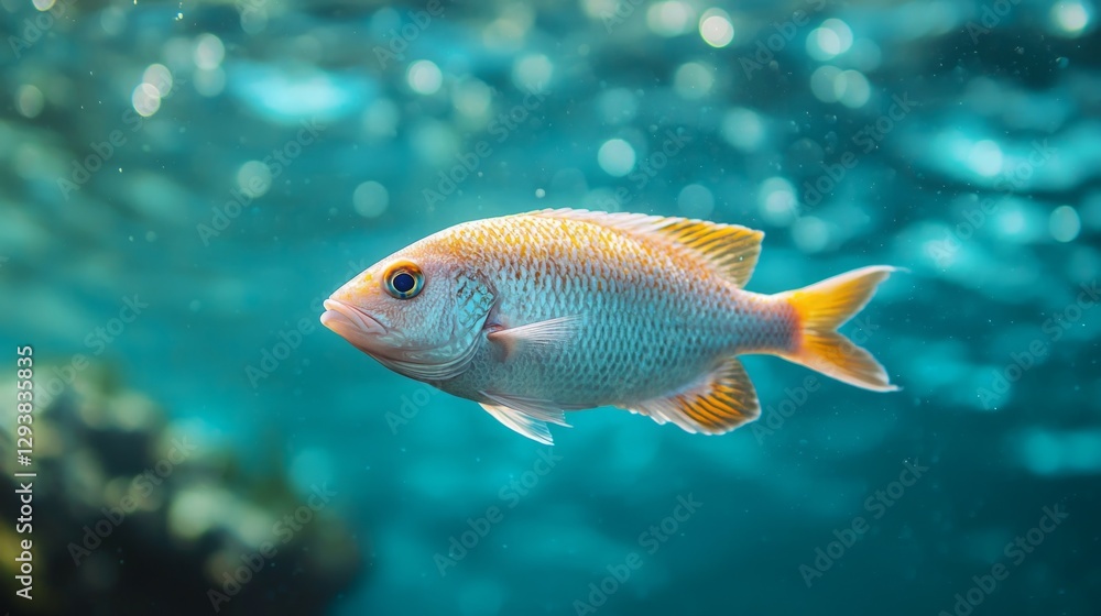 Fototapeta premium Colorful Tropical Fish Swimming in Clear Blue Ocean Water