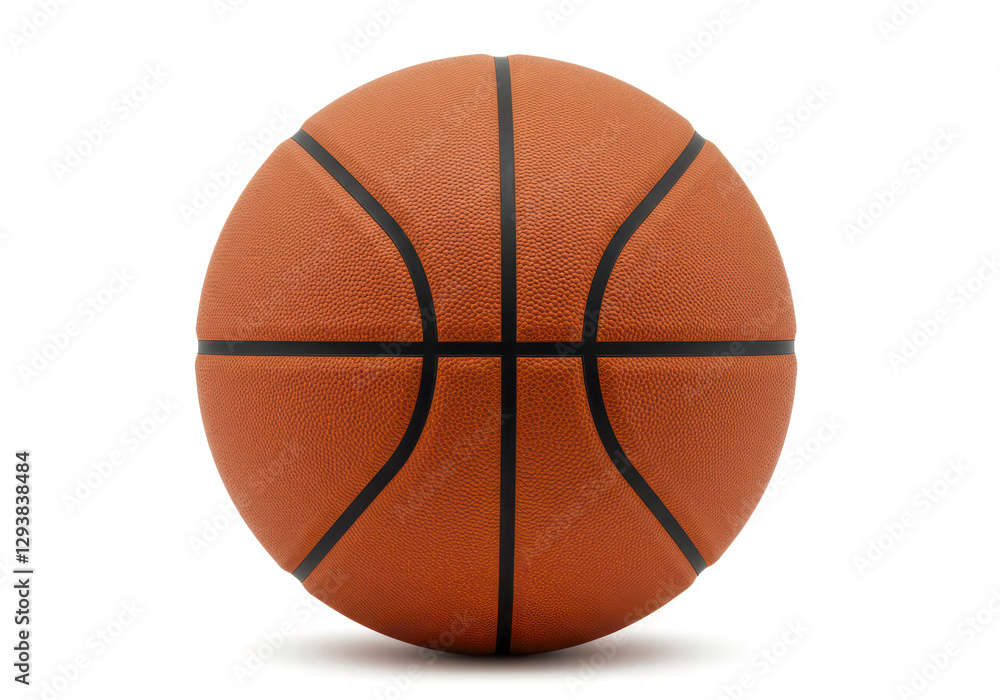 Fototapeta premium Classic Orange Basketball Isolated on White Background with Full Depth of Field and Clipping Path