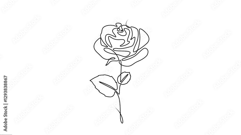 Rose flower animation elegance continuous line drawing motion graphics. Rose flower animation elegance continuous line drawing motion graphics.