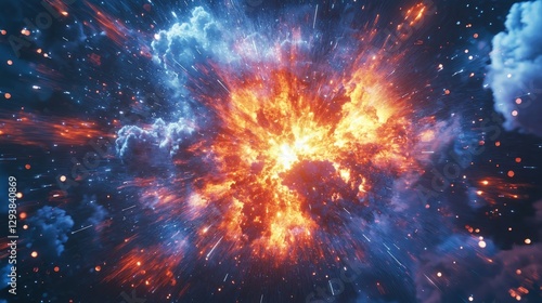 Wallpaper Mural Colorful Cosmic Explosion in Deep Space with Bright Flames and Smoke Torontodigital.ca