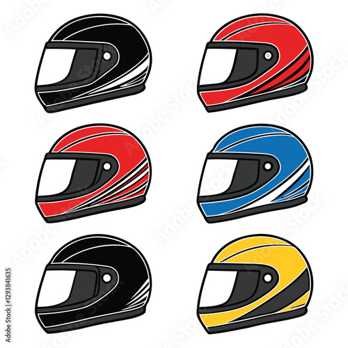 Racing Helmet Vector Icons Protective Headgear