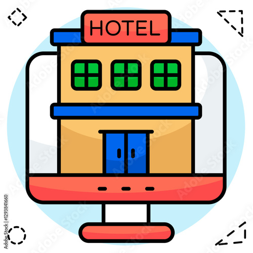 A beautiful design icon of online hotel