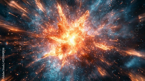 Wallpaper Mural Explosive Cosmic Burst with Fiery Colors in Outer Space Scene Torontodigital.ca